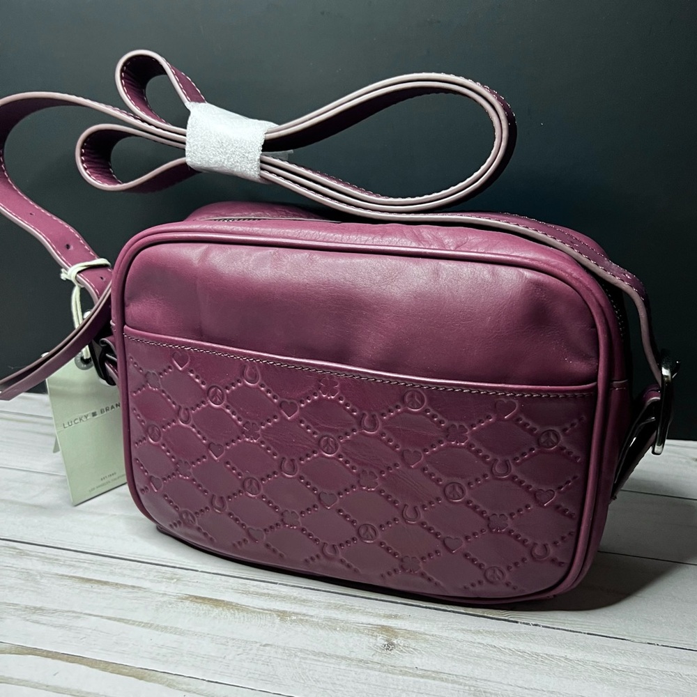 NEW Lucky Brand Zora Dark Cherry Leather Crossbody Boho Handbag NWT